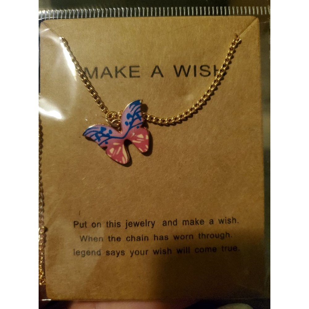 Women's Butterfly Necklace Pink Purple